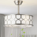 20' Sliver Boho Fandelier Ceiling Fans with Lights, Caged Bladeless Ceiling Fan with Light Remote Control. Chandelier with 6 Speeds for Bedroom, Nursery, Living room.