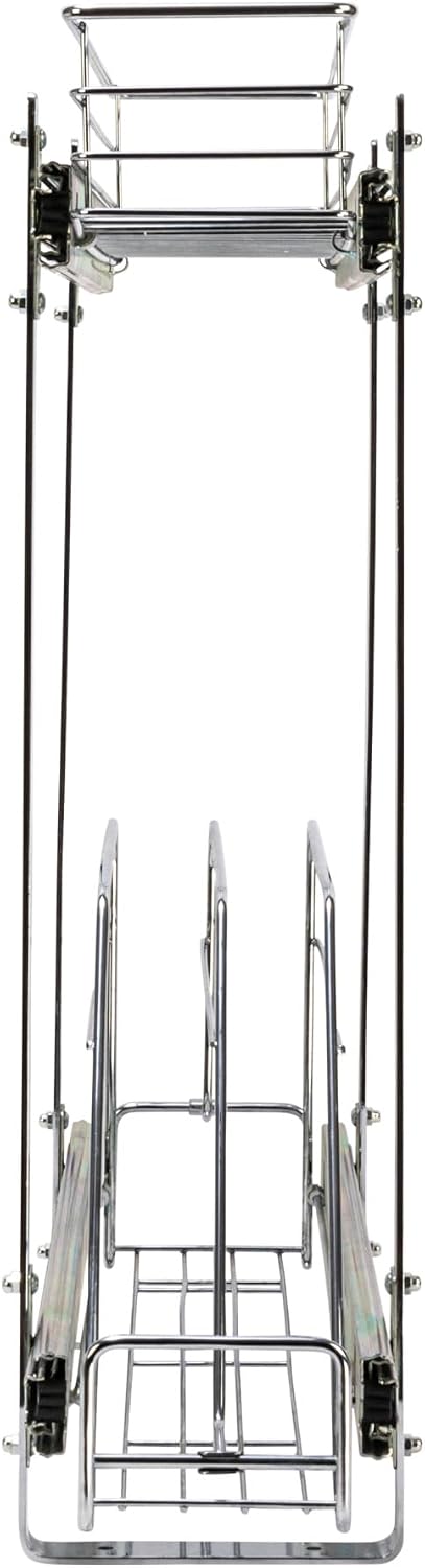 Household Essentials Glidez Multipurpose Chrome-Plated Steel Pull-Out/Slide-Out Storage Organizer for Cookware and Bakeware - 2-Tier Design - Fits Standard Size Cabinet or Shelf, Chrome