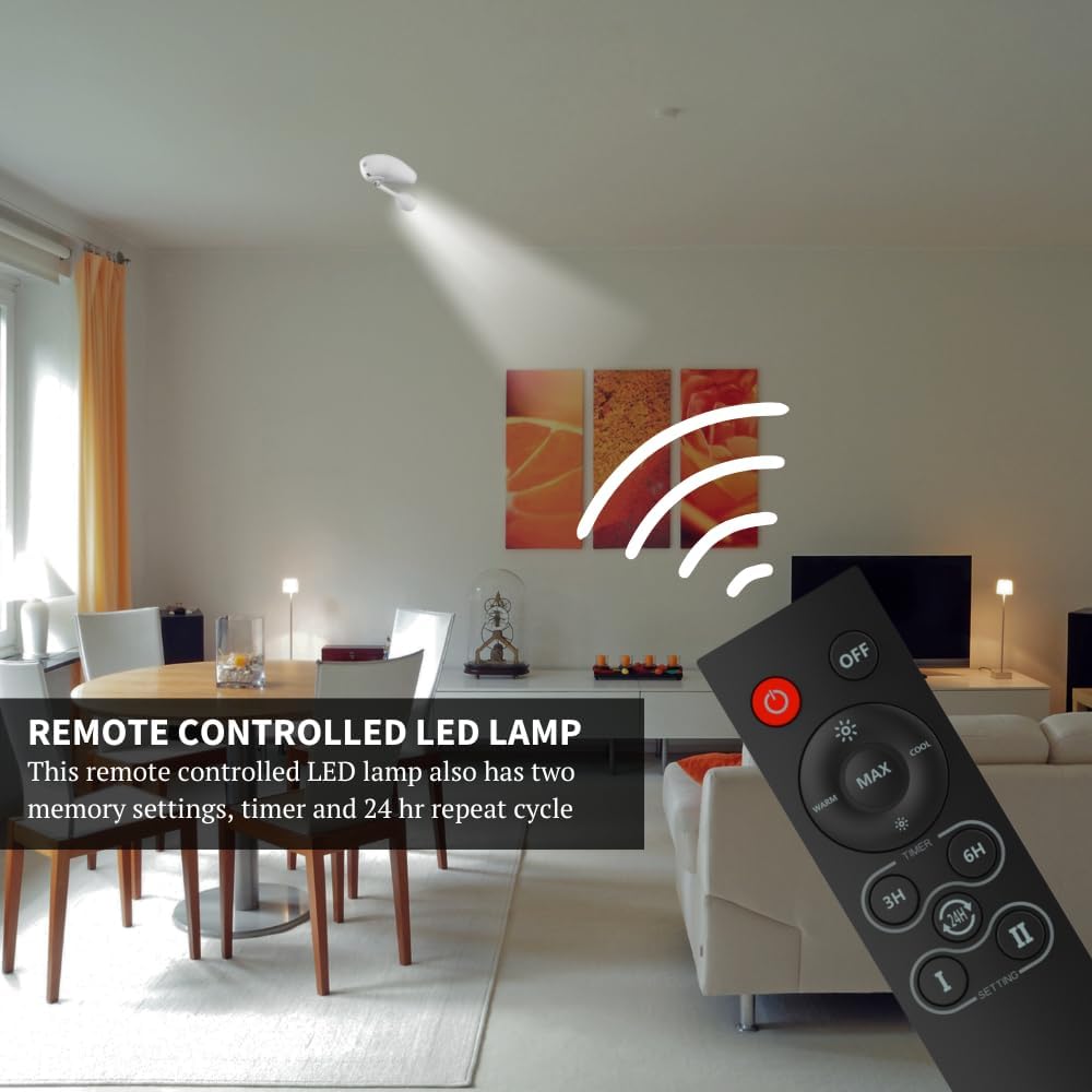 Method Lights Wireless LED Picture Light, Wireless Ceiling Mounted Spotlight for Artwork, Painting, Photo Display, Remote Control, 11 Color Temperature Settings, Dimmer, Timer, Rechargeable Battery