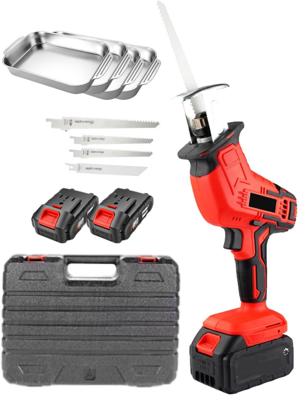 Reciprocating Saws Cordless Saws for Bone and Meat - Portable Electric Butcher Saw - Electric Butcher Saw with 21V Battery and 4 Saw Blades, 6AH
