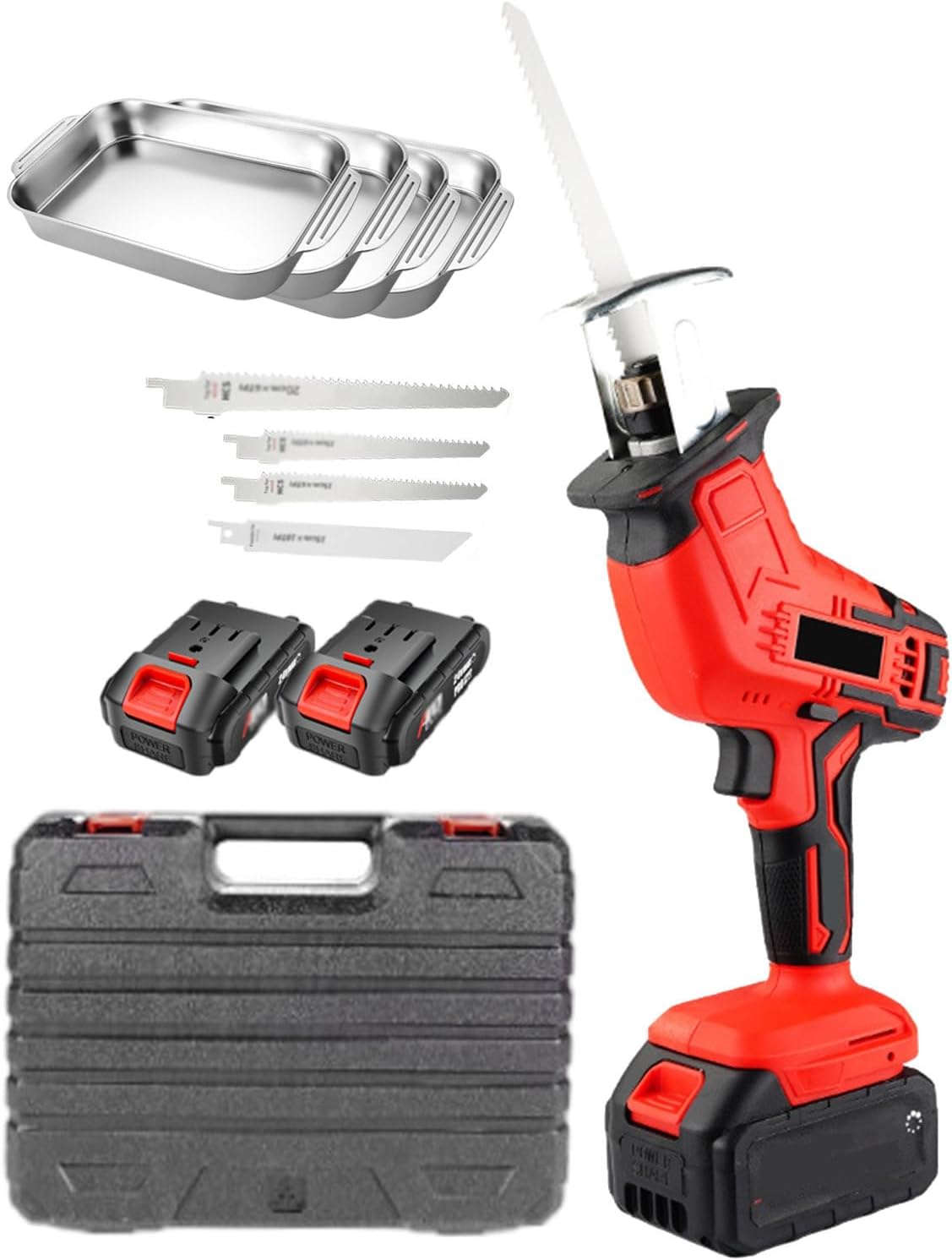 Reciprocating Saws Cordless Saws for Bone and Meat - Portable Electric Butcher Saw - Electric Butcher Saw with 21V Battery and 4 Saw Blades, 6AH