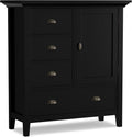 SIMPLIHOME Redmond Storage Cabinet - 39 inch Wide Solid Wood Medium Storage Cabinet in Black, Transitional Accent Cabinet for Entryway or Living Room with 4 Drawers and Cabinet Storage