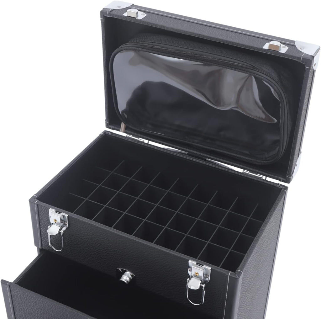 Professional Rolling Makeup Case Train Case Cosmetic Organizer Trolley Lockable Rolling Make-ups Case Storage Cart Makeup Train Case Cosmetology Case On Wheels (Black|3 trays|Type C)