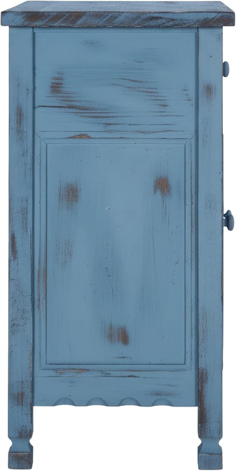 Alaterre Furniture Country Cottage Accent Cabinet with Drawer, Adjustable Shelf & 2 Doors – Rustic Farmhouse Sideboard Buffet Storage Cabinet for Living Room, Dining Room or Entryway (Blue Antique)