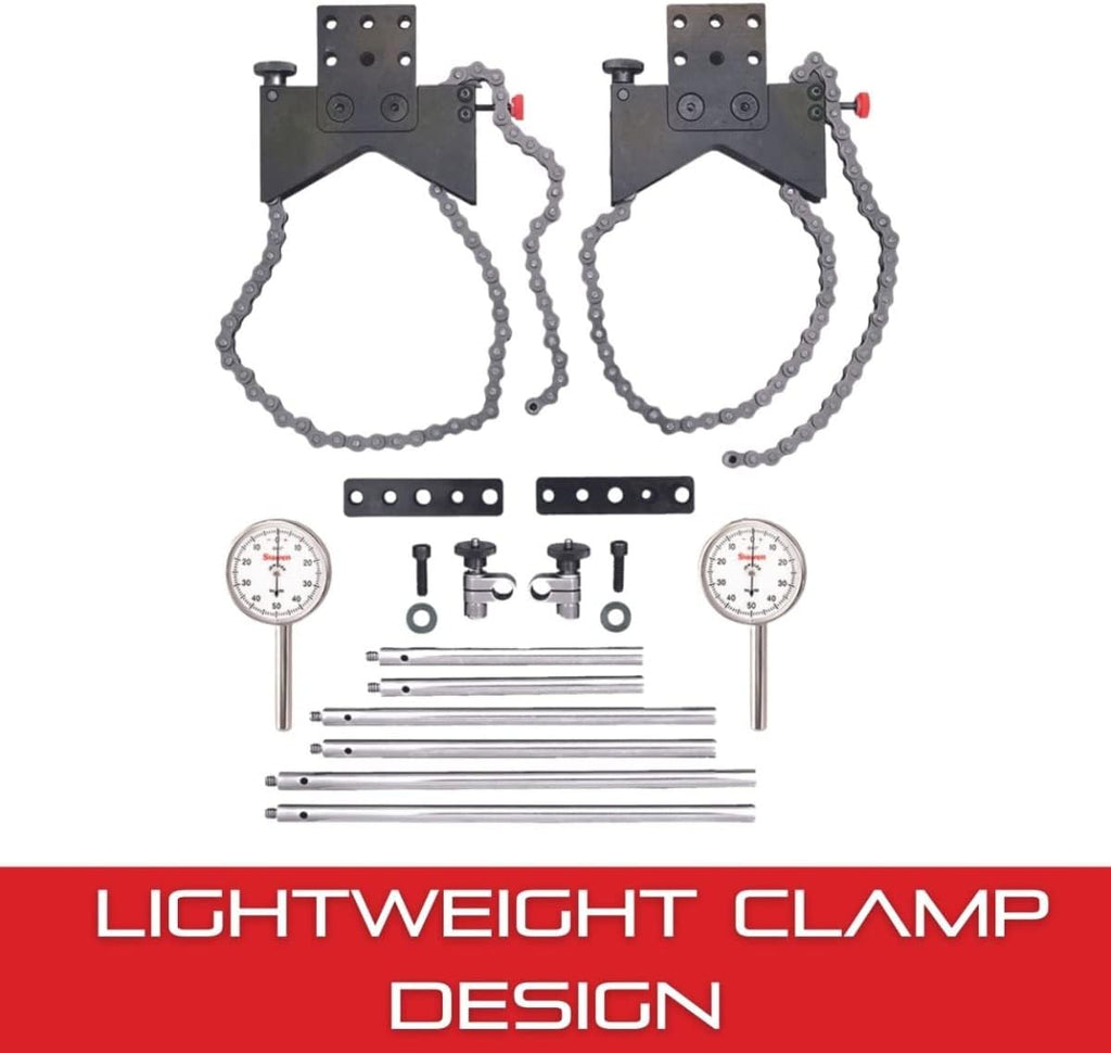 Starrett Shaft Alignment Chain Clamp Set with Case - 196B5 Indicator, PT18724 Snug, Extension Plate, Posts (5', 7-7/16', 9') - S668CZ