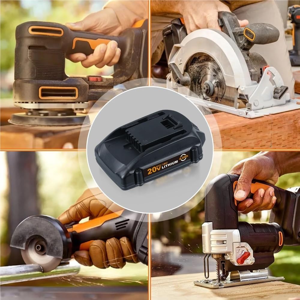 20V Replacement Lithium-Ion Battery Compatible with Worx WA3520 WA3525 WA3575 WG151s WG155s Cordless Power Angle Grinder Reciprocating Saw Tool Packs(4Pcs 4.0Ah)