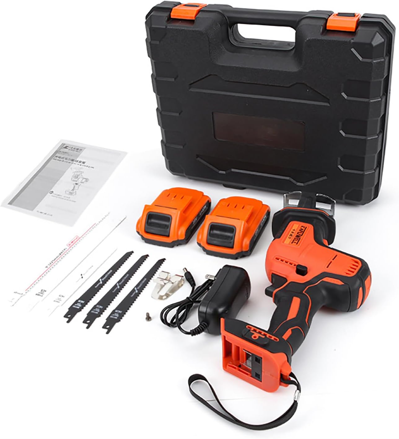 Powerful Reciprocating Saw - Variable Speed Electric Cordless Sabre Saw, 2 Batteries & Charger, With 6 Blades For Metal And Wood Cutting Pruning