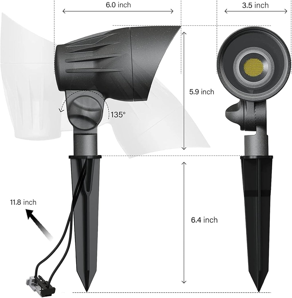 VENUS MANUFACTURING 16 Pack Low Voltage Landscape Flood Light 5 Watt LED Outdoor Landscape Lighting Kits 400 Lumen Black Waterproof Spotlights 12V 2700K Warm White Metal Tree Lights for Garden & Yard