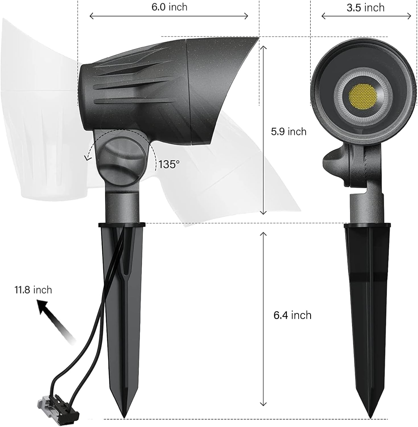 VENUS MANUFACTURING 16 Pack Low Voltage Landscape Flood Light 5 Watt LED Outdoor Landscape Lighting Kits 400 Lumen Black Waterproof Spotlights 12V 2700K Warm White Metal Tree Lights for Garden & Yard