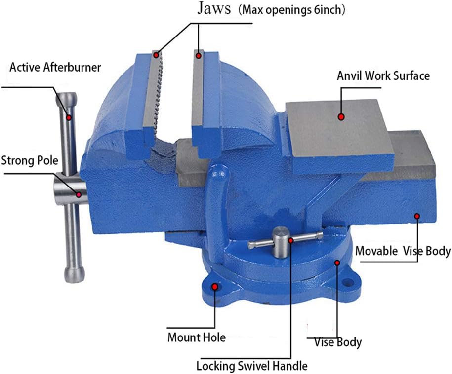 uyoyous 6-Inch Swivel Bench Vises,Heavy Duty Metal Milling Locking 360-Degree Swivel Work Bench Base 150mm Jaw Table Top Clamp Press Swivel Base