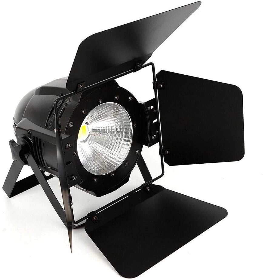 200W COB 2-in-1 LED Stage Light Blinder DMX-512 DJ Spotlight with Barn Doors - Warm & Cold White Light for Stage, Party, Wedding, Church, Theater, Photo Studio