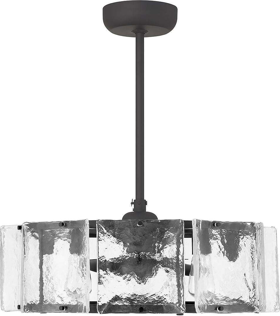 Savoy House 27-FD-8201-89 Genry Coastal Clear Water Piastra Glass Drum Fandelier Ceiling Fan with LED Light and Remote, 17' H x 27' W, Matte Black