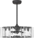 Savoy House 27-FD-8201-89 Genry Coastal Clear Water Piastra Glass Drum Fandelier Ceiling Fan with LED Light and Remote, 17' H x 27' W, Matte Black