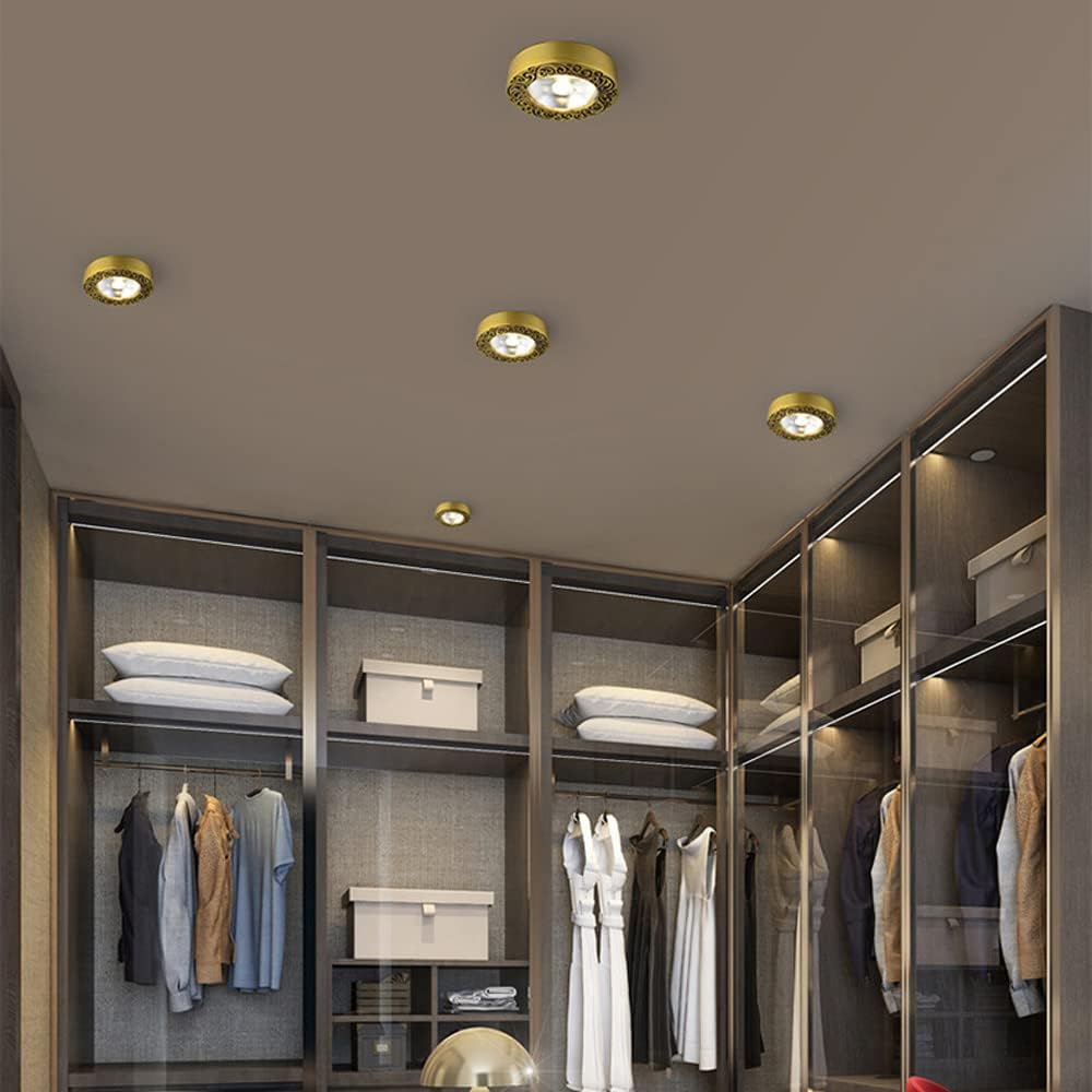 Set of 8 Adjustable Brushed Brass COB Ceiling Spotlights - Indoor Art Lighting with Anti-Glare Trim and 3000K-6000K Color Temperature Options(7w,White Light)