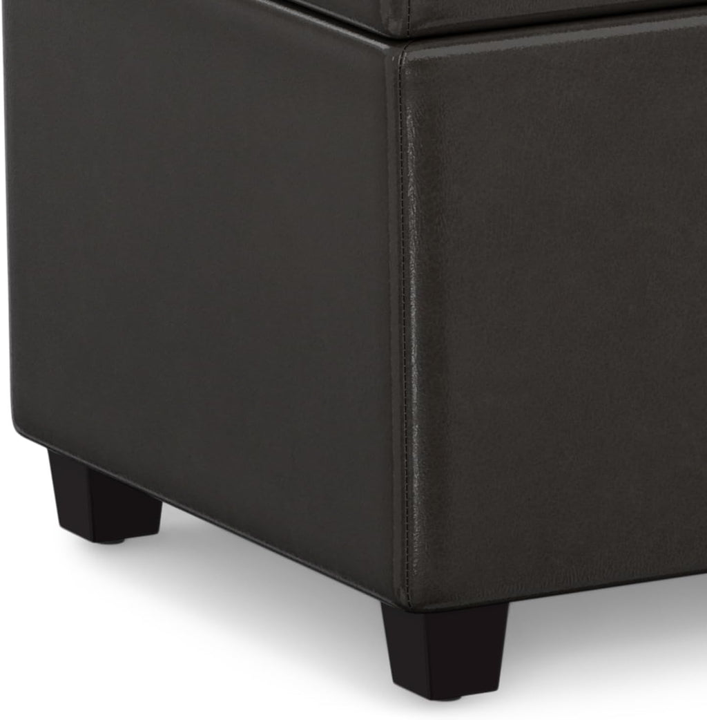 SIMPLIHOME Avalon Extra Large Storage Ottoman Bench - 54 inch Wide Upholstered Vegan Leather Rectangular Lift-Top Ottoman in Tanners Brown, Contemporary Bench for Living Room with Hidden Storage