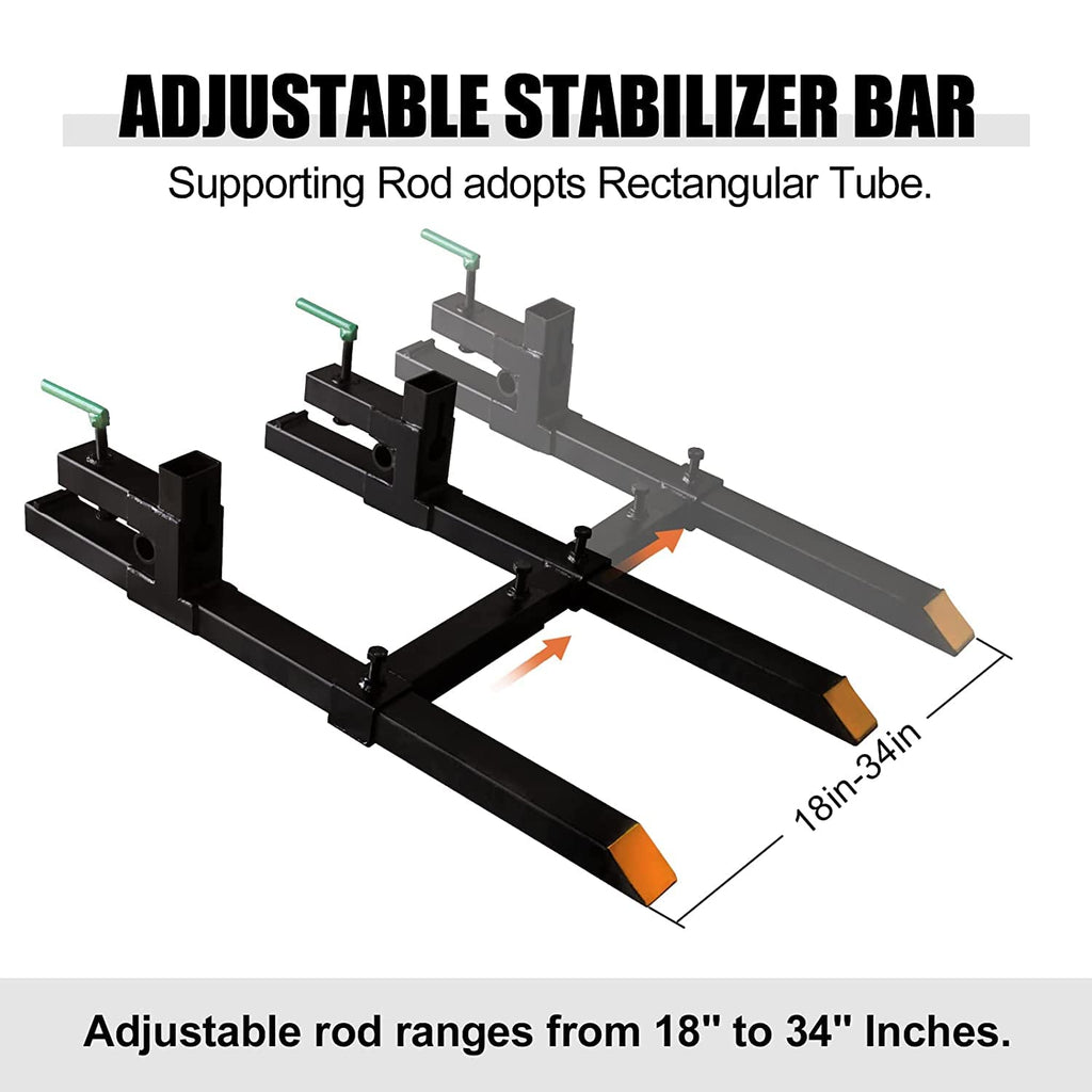 Pallet Forks 60' 1500lbs Max with Adjustable Stabilizer Bar Heavy Duty Clamp on Pellet Forks for Tractor Bucket Attachments…