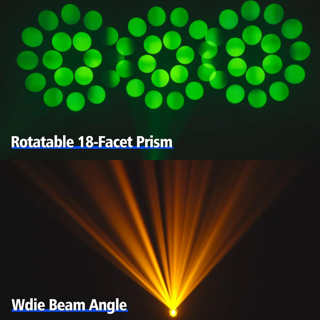 HOLDLAMP 120W LED Moving Head Light with Rotating 18-Facet Prism, Gobos and 8 Colors by DMX and Sound Activated Control (Moving Heads 4 Pack)