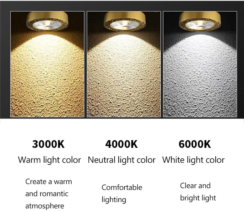 Set of 8 Adjustable Brushed Brass COB Ceiling Spotlights - Indoor Art Lighting with Anti-Glare Trim and 3000K-6000K Color Temperature Options(3w,Warm Light)
