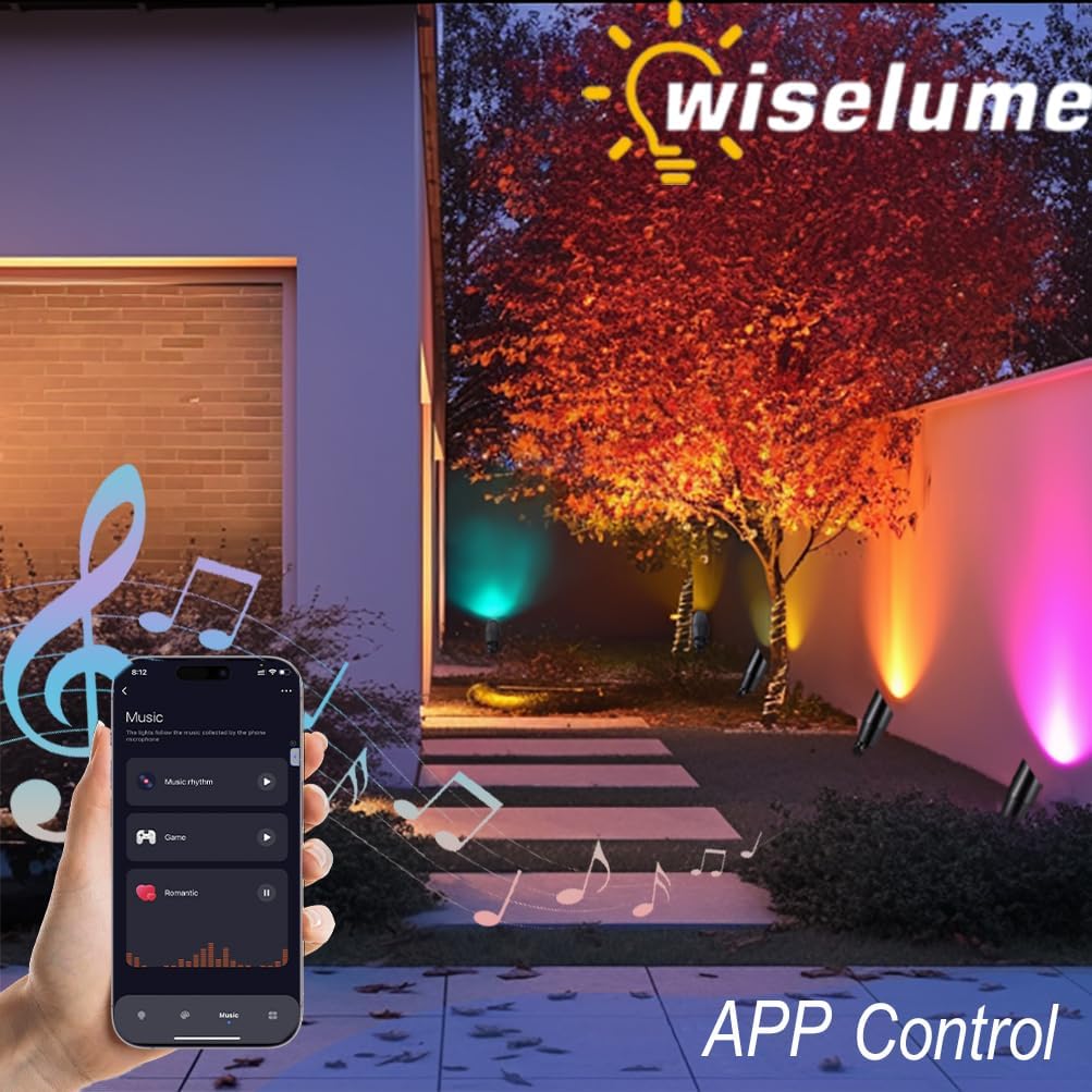RGB+CCT Low Voltage Outdoor Landscape Lighting with Color Changing,IP65 Waterproof Uplights for Garden and Yard,12V Low Voltage Spotlights,Heavy Duty Accent Fixtures,Remote/APP Control