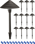 LEONLITE 12-Pack LED Low Voltage Landscape Lights, 3W Cast-Aluminum 12-24V Pathway Light, 4000K Cool White Waterproof Path Lights, ETL Listed Landscape Lighting Wired for Yard Lawn, Bronze