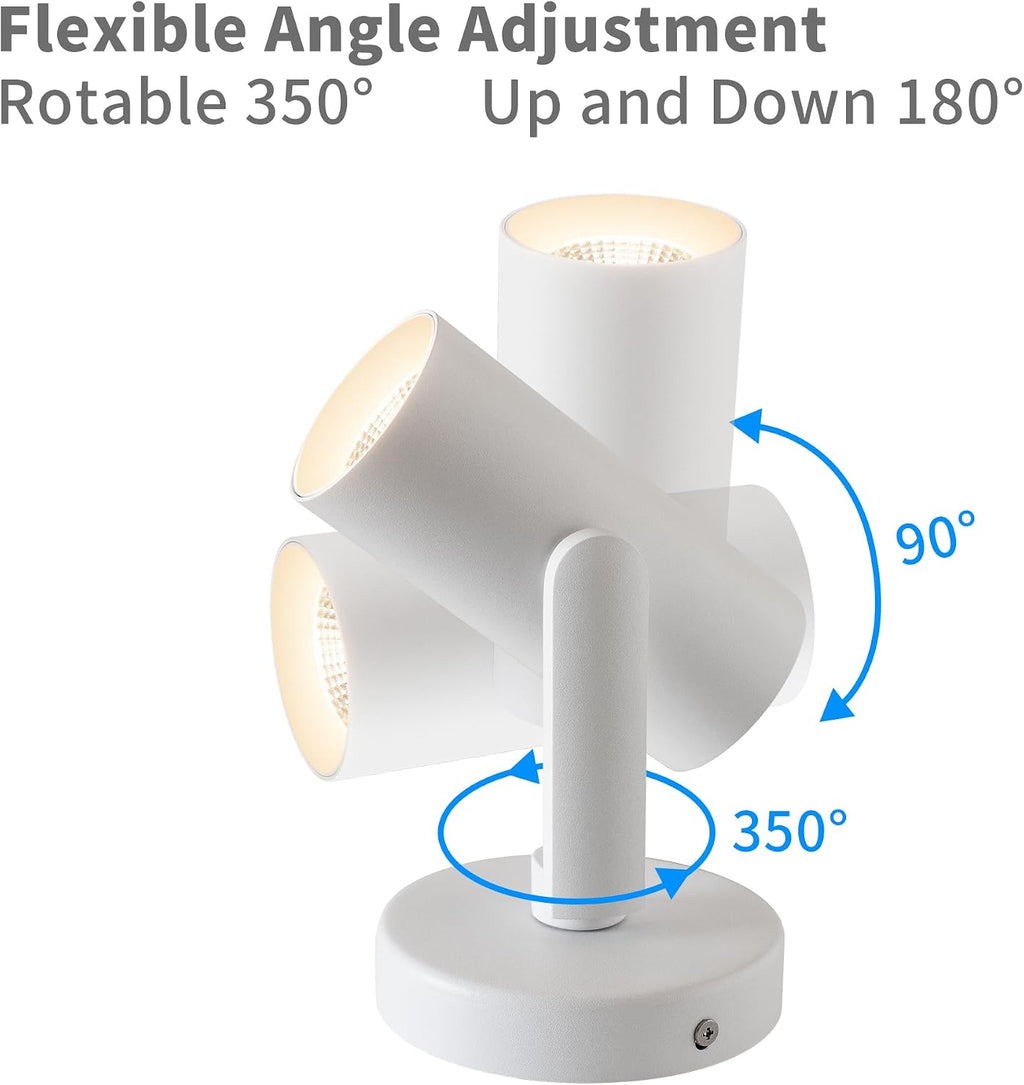 4 Packs 12W LED Dimmable Ceiling Spotlight Indoor – 24° Focused Beam, Monopoint Accent Lighting for Artwork, Wall Wash, Corridor – Adjustable Surface Mounted Spot Light