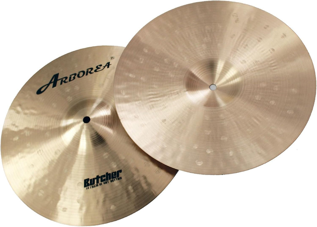 Arborea B20 Bronze Alloy Cymbal Set Butcher Series 5pcs 14'Hihats 16'Crash 18' Crash 20' Ride, Handcrafted for Professional Drummers, Rich Tone & Durable Performance