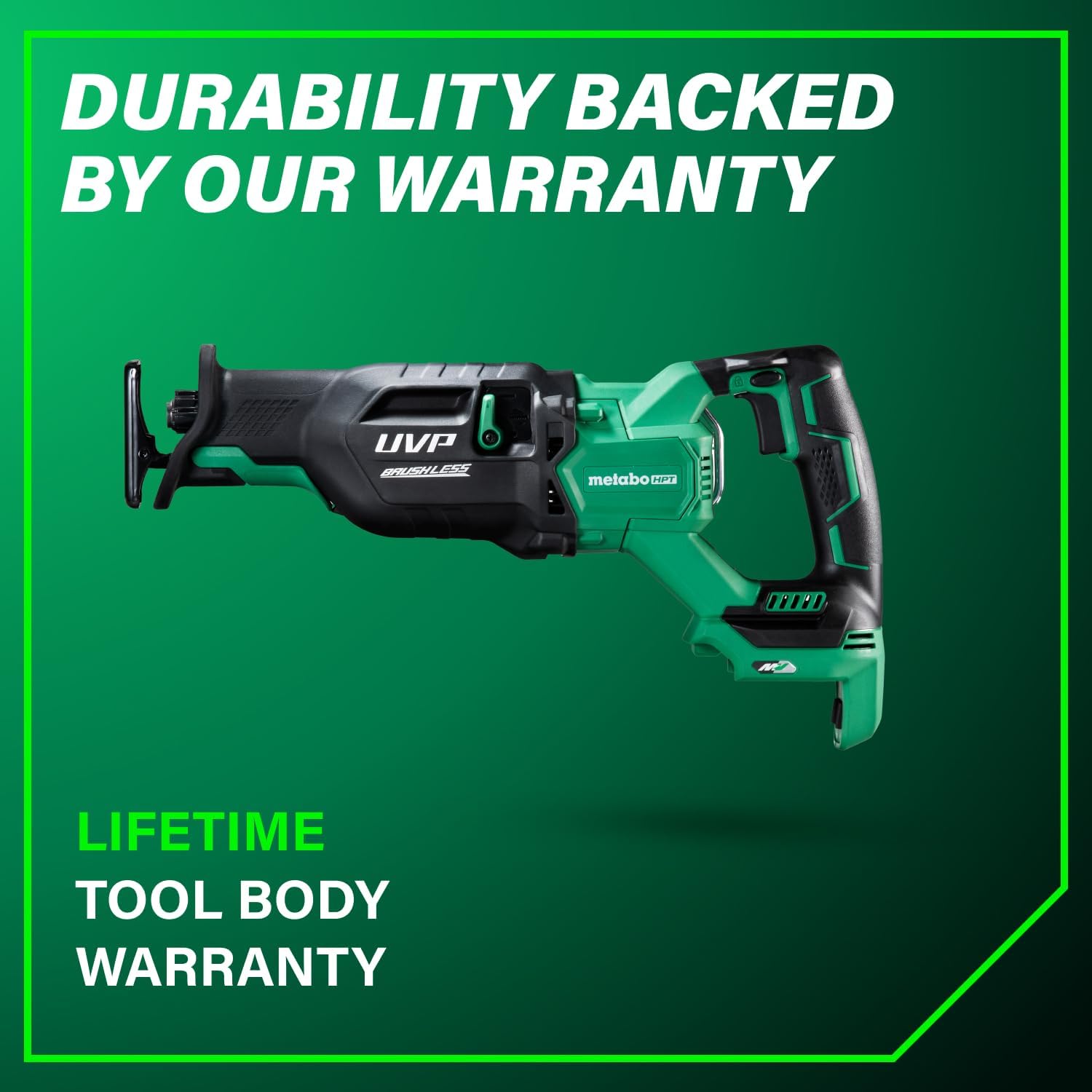 Metabo HPT 36V MultiVolt Cordless Reciprocating Saw, 4-Stage Speed Selector, 1,700 SPM to 3,000 SPM, Orbital Action, Low Vibration, Hybrid Power Option, Metal Rafter Hook, Tool Body Only, CR36DAQ4