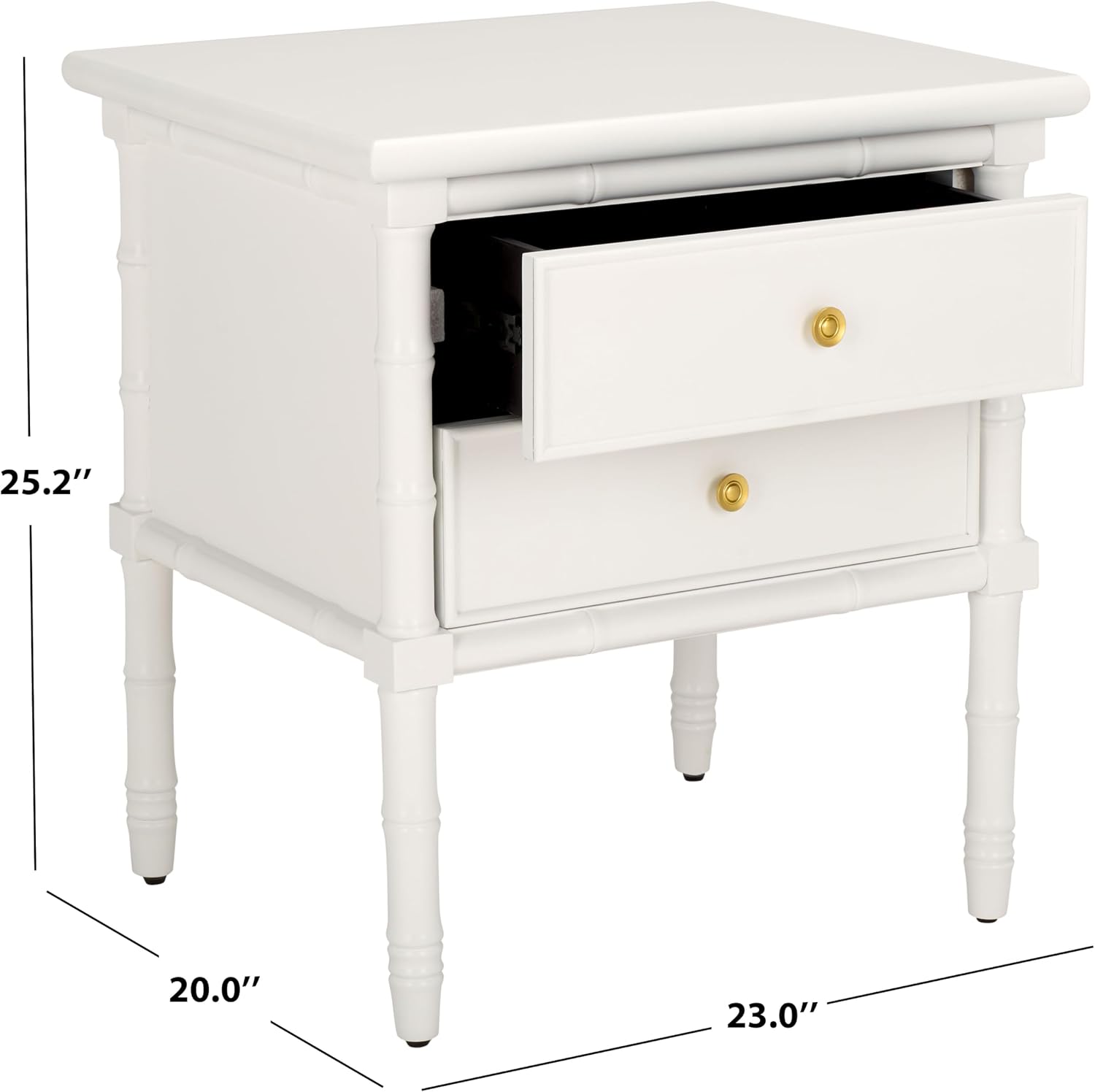 SAFAVIEH Furniture - Niah 2-Drawer Nightstand - White & Gold - Wood - Glam Hardware Design - Ideal for Bedroom, 23'W x 20'D x 25.25'H (NST3501B)