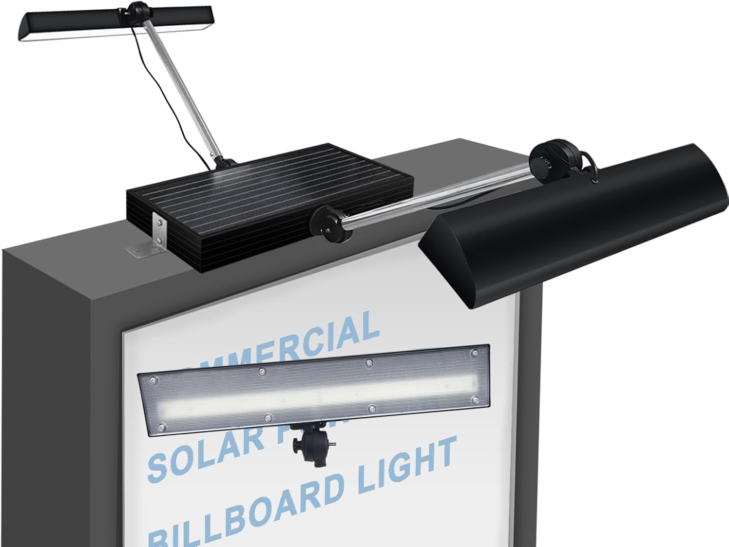 Solar Sign Lights Outdoor, 420 led 2600 Lumen Solar Sign Light, 12000 mAh Billboard Lighting for Bussiness, Real Estate, Shop, Bus Stop, HOA, Highway Signs, Commercial, Black