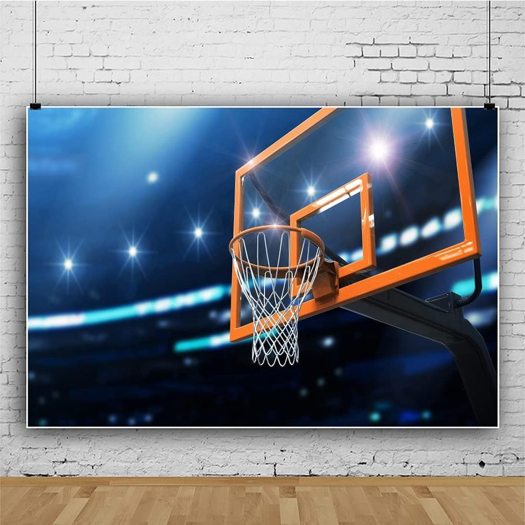 20x10ft Stadium Basketball Hoop Photography Backdrop Indoor Sport Spotlights Goal Shoot at The Basket Background Match Game Party Boy Man Stadium Club Student Portrait Photo Vinyl Wallpaper