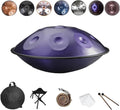 Handpan Instrument 432Hz/440Hz in D Minor Kurd, Steel Handpan 22 Inches, 9/10/12 Notes Handpan Drum with Mallets and Soft Bag, Suitable for Professional Performance(Deep Purple,432HZ/12Note)