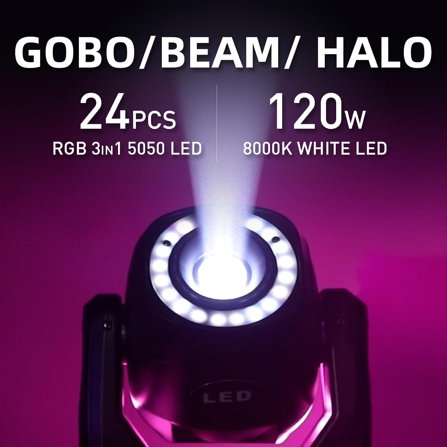 120W LED Moving Head Dj Lights 8 Colors 13 Gobos Spotlights Stage Lighting Static Rotating with Halo Effect 5-Facet Prism Sound DMX for Show Christmas Club Party Wedding