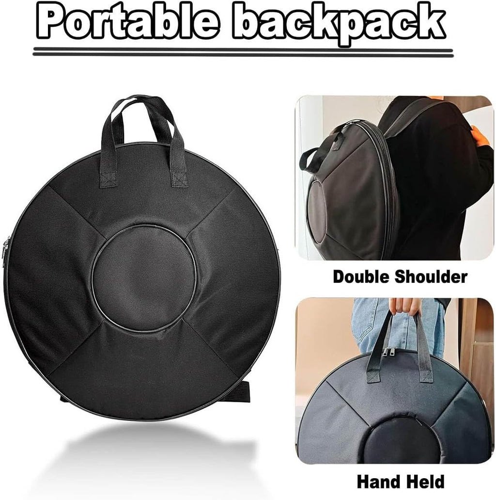 Handpan Instrument 432Hz/440Hz in D Minor Kurd, Steel Handpan 22 Inches, 9/10/12 Notes Handpan Drum with Mallets and Soft Bag, Suitable for Professional Performance(Black,440HZ/10Note)
