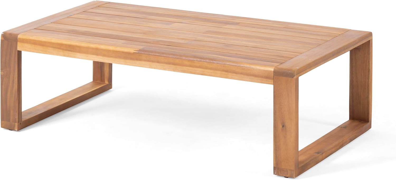 Christopher Knight Home Eartha Outdoor Loveseat Set with Coffee Table, Teak Finish, Dark Gray
