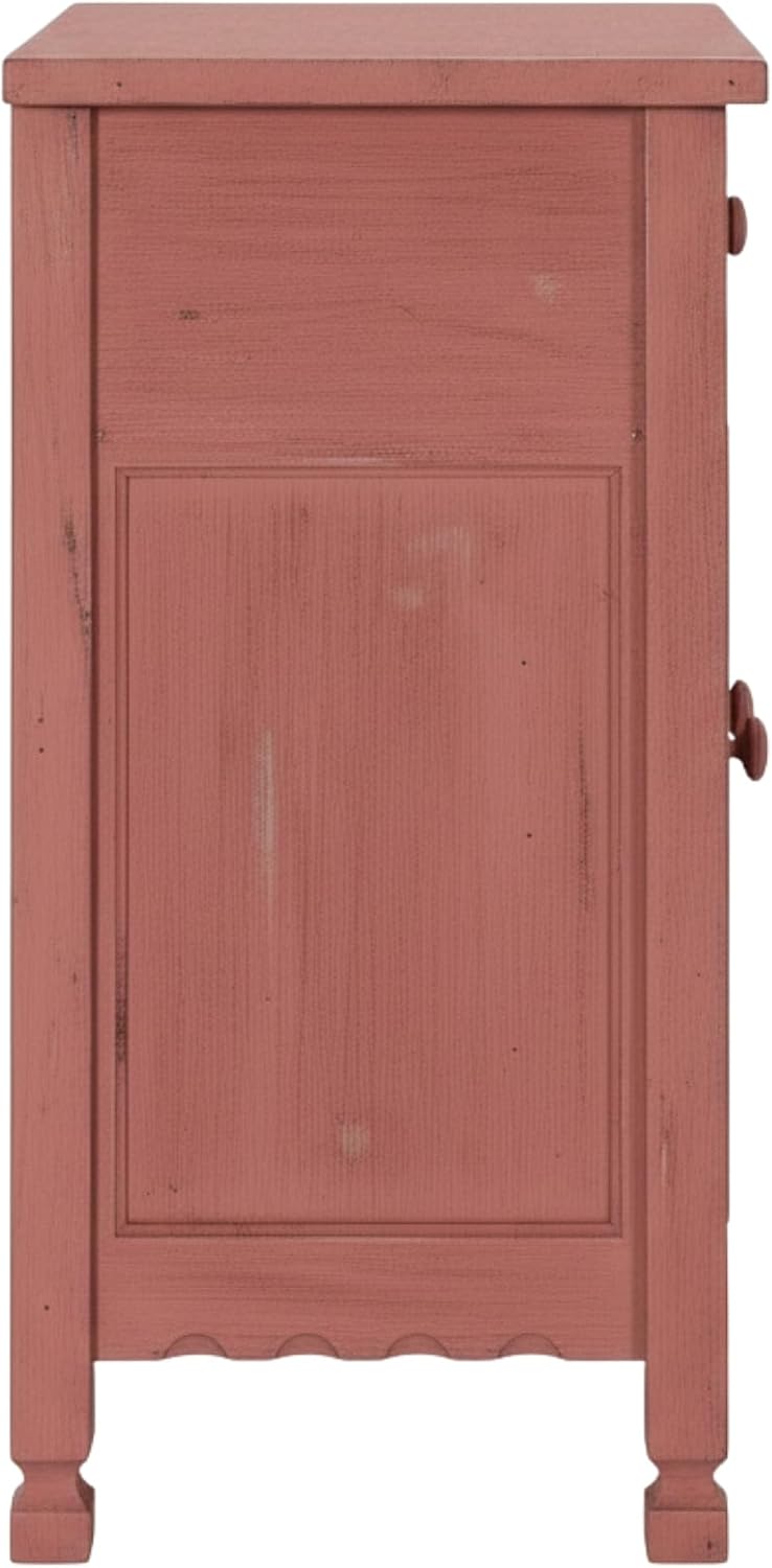 Alaterre Furniture Country Cottage Accent Cabinet with Drawer, Adjustable Shelf & 2 Doors – Rustic Farmhouse Sideboard Buffet Storage Cabinet for Living Room, Dining Room or Entryway (Red Antique)