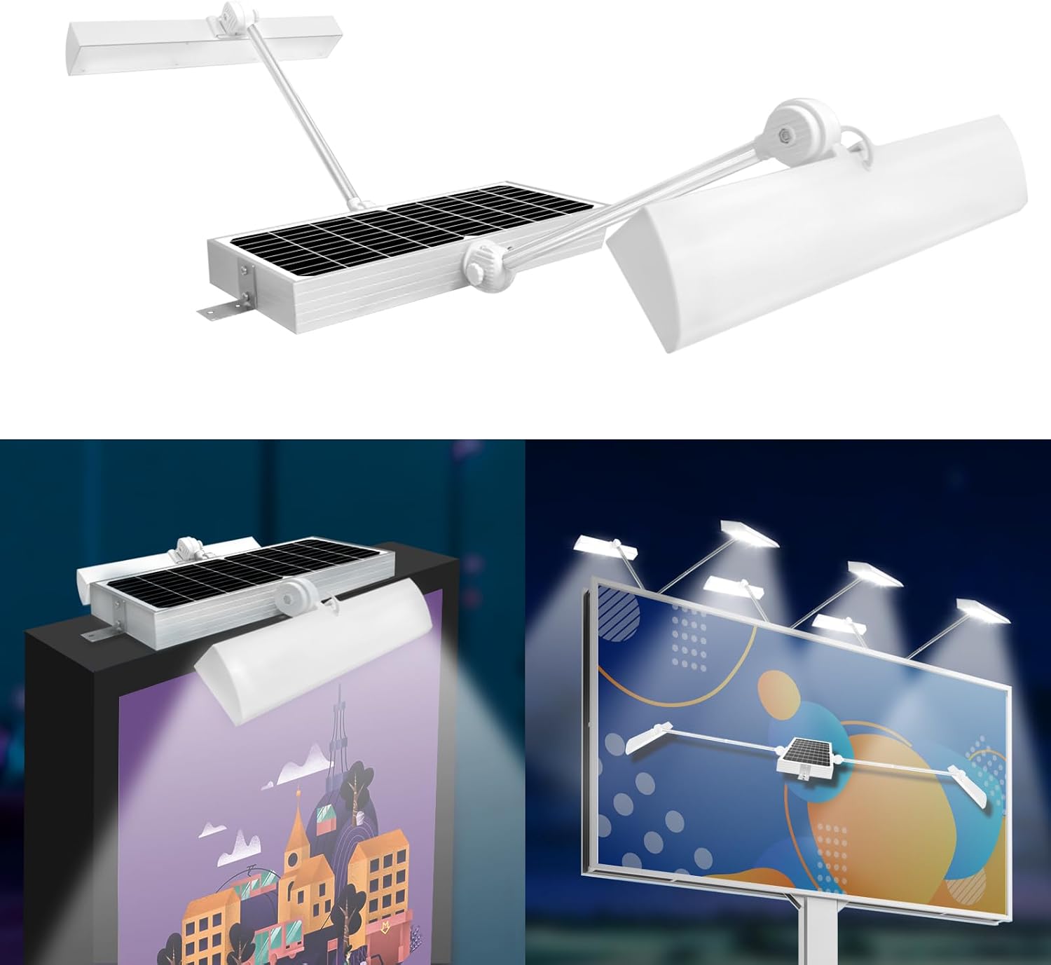 Solar Sign Lights Outdoor, 420 LEDs 2600 Lumen Billboard Lights, 12000 mAh Solar Sign Light, IP65 Waterproof Outdoor Sign Lighting, Commercial Lights Solar Powered for Real Estate Signs, Business,