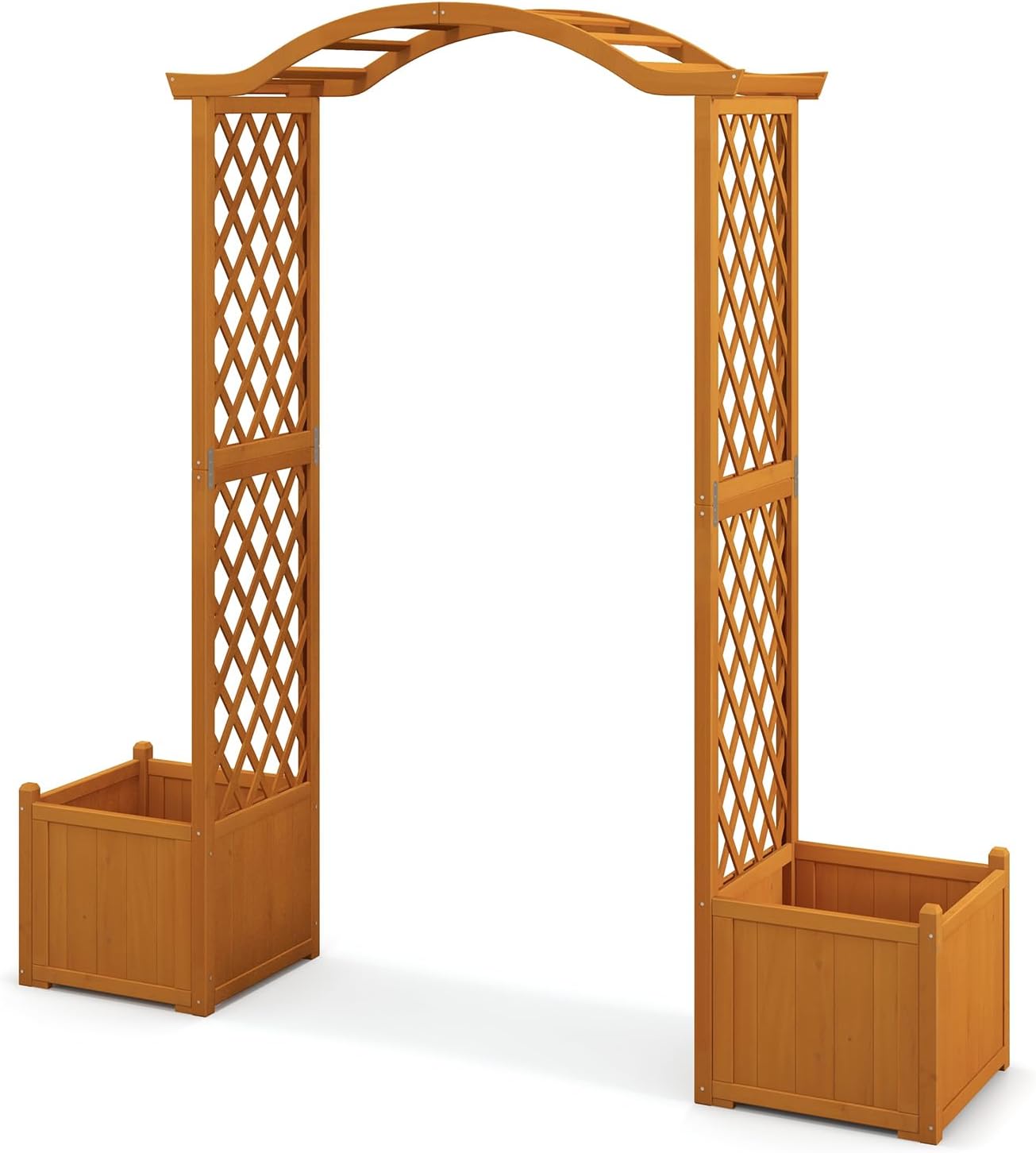 Moccha Wooden Garden Arbor with Planter - Outdoor Arbor Trellis for Climbing Plants, Roses, Vines, Outside Pergola Planter, Garden Arch for Lawn Backyard Wedding Ceremony Bridal Party (Natural)
