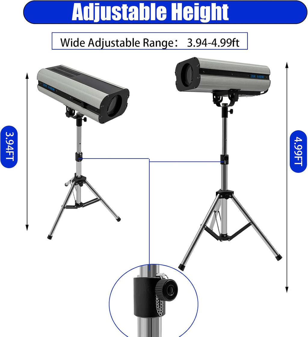 440W Stage Spotlight, 20R LED Spotlight Follow Spot Light, Stage Light Color Adjustable DJ Stage Spotlight with Stand, 3.94-4.99ft Height Adjustable, 23° Beam Angle, DMX & Manual Control