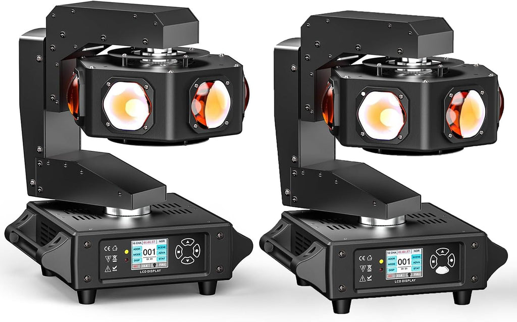 Moving Head DJ Lights - 6 x 40W RGBW Stage Lighting with 3-Axis Linkage, DMX & Sound Activated, DJ Lights Beam Spotlight - Perfect for DJ, Party, Wedding, Church, Live Show, Bar - 2 Pack