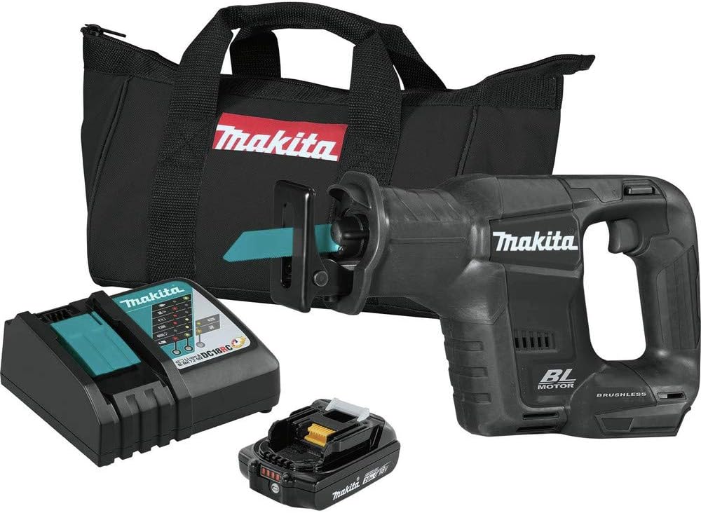 Makita XRJ07R1B 18V LXT Lithium-Ion Sub-Compact Brushless Cordless Recipro Saw Kit (2.0Ah)