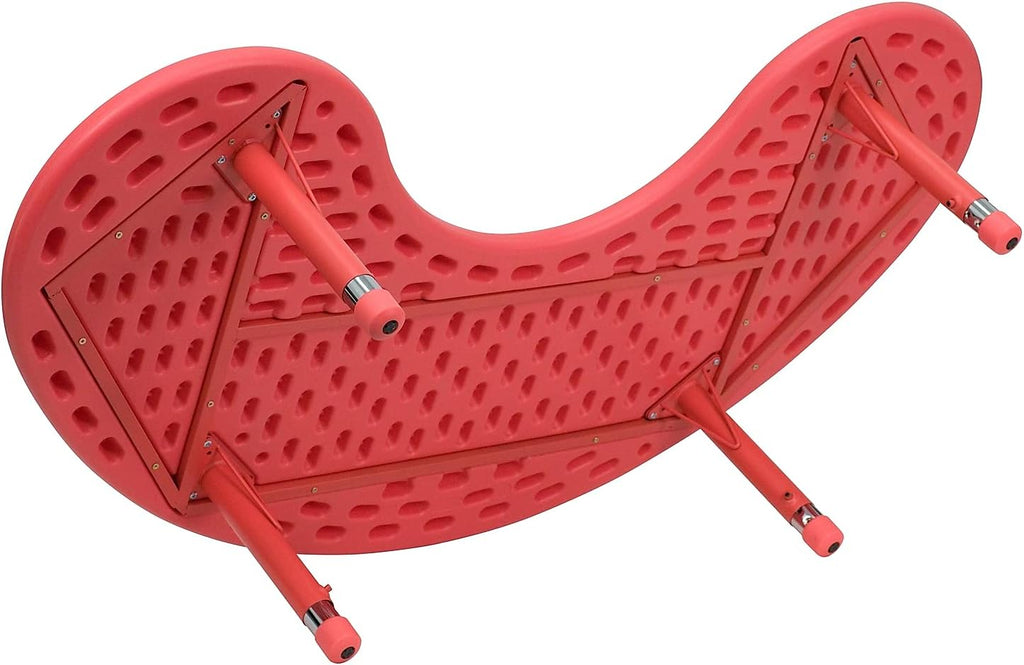 Flash Furniture 35''W x 65''L Half-Moon Red Plastic Height Adjustable Activity Table