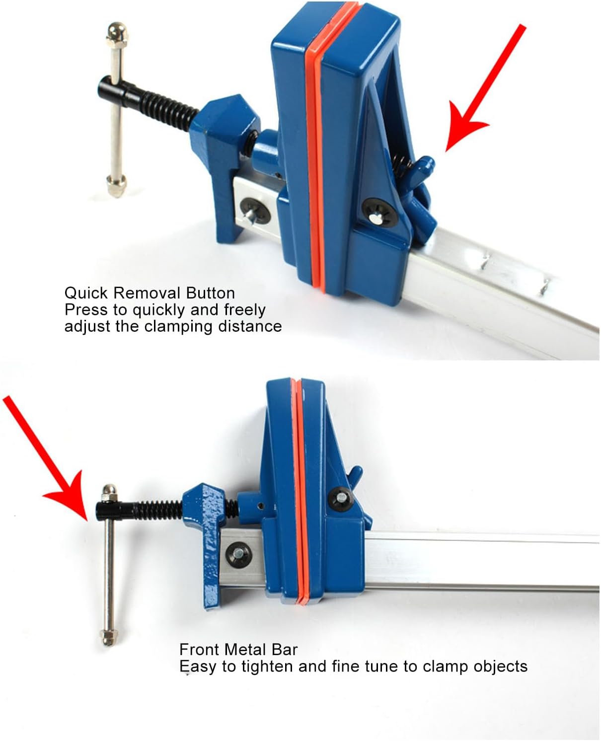 Woodworking F Clamp 1735mm Range, Aluminum Alloy Quick Release F Clamp, Heavy Duty Bar Clamp with Multi Disc Clutch Design, Wide Clamping Range for Woodworking DIY Furniture Making