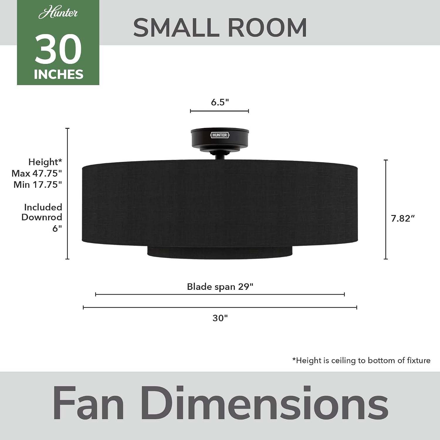 Hunter Fan 30 inch Matte Black - Indoor Fandelier with Light, Remote, Modern-Style, Ceiling Fan for Living Room, Bedroom, Mudroom, Office, Kitchen (Renewed)