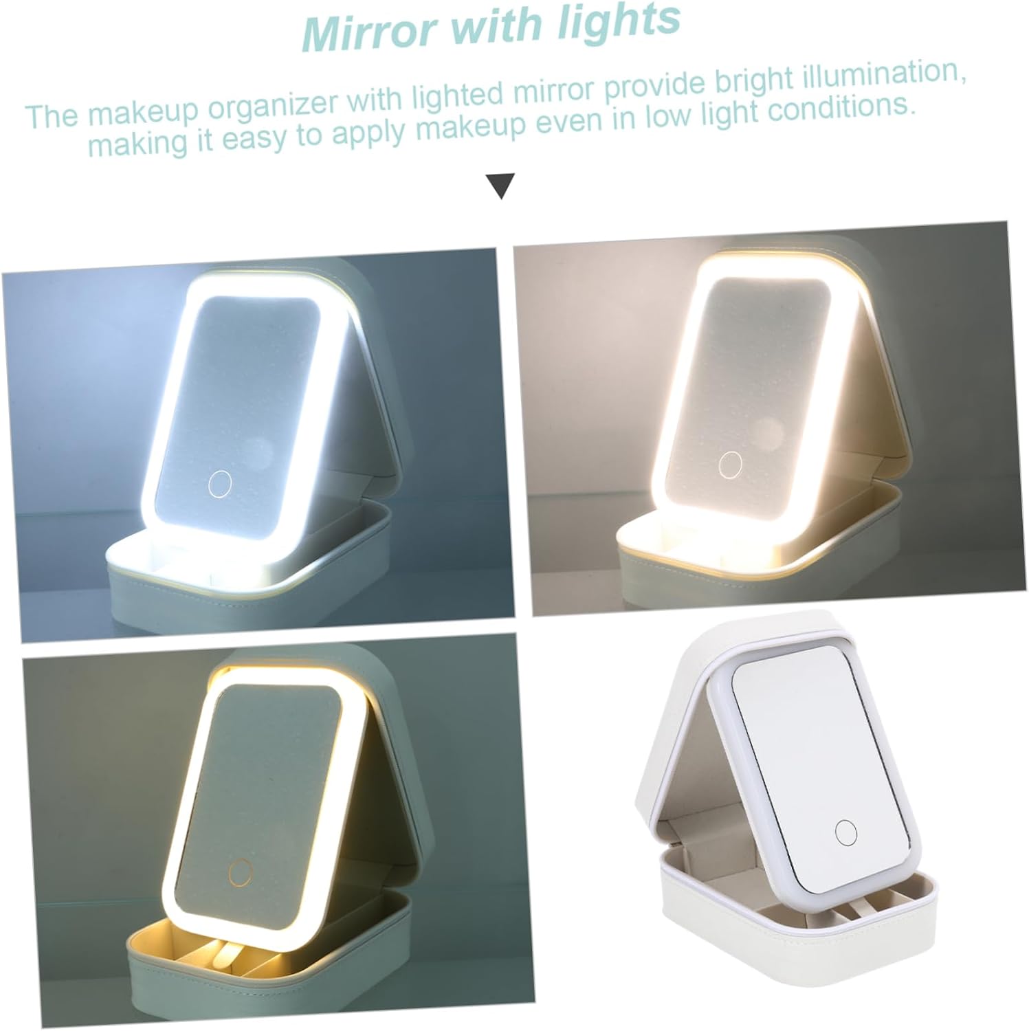 FOMIYES 5pcs Led Makeup Mirror Organizer Travel Cosmetic Case Magnifying Mirror Light Makeup Box Travel Organizer