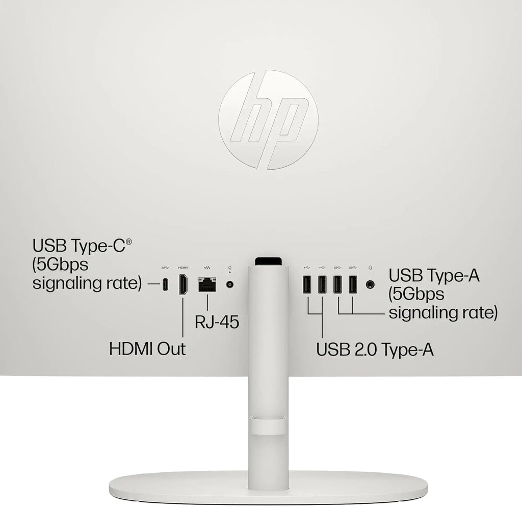 HP 21.5' FHD All-in-One Desktop Computer, 16GB RAM 128GB UFS, Quad-Core Intel N100, Windows 11, PLUSERA 8-in-1 Hub, Keyboard & Mouse Included, Cashmere White