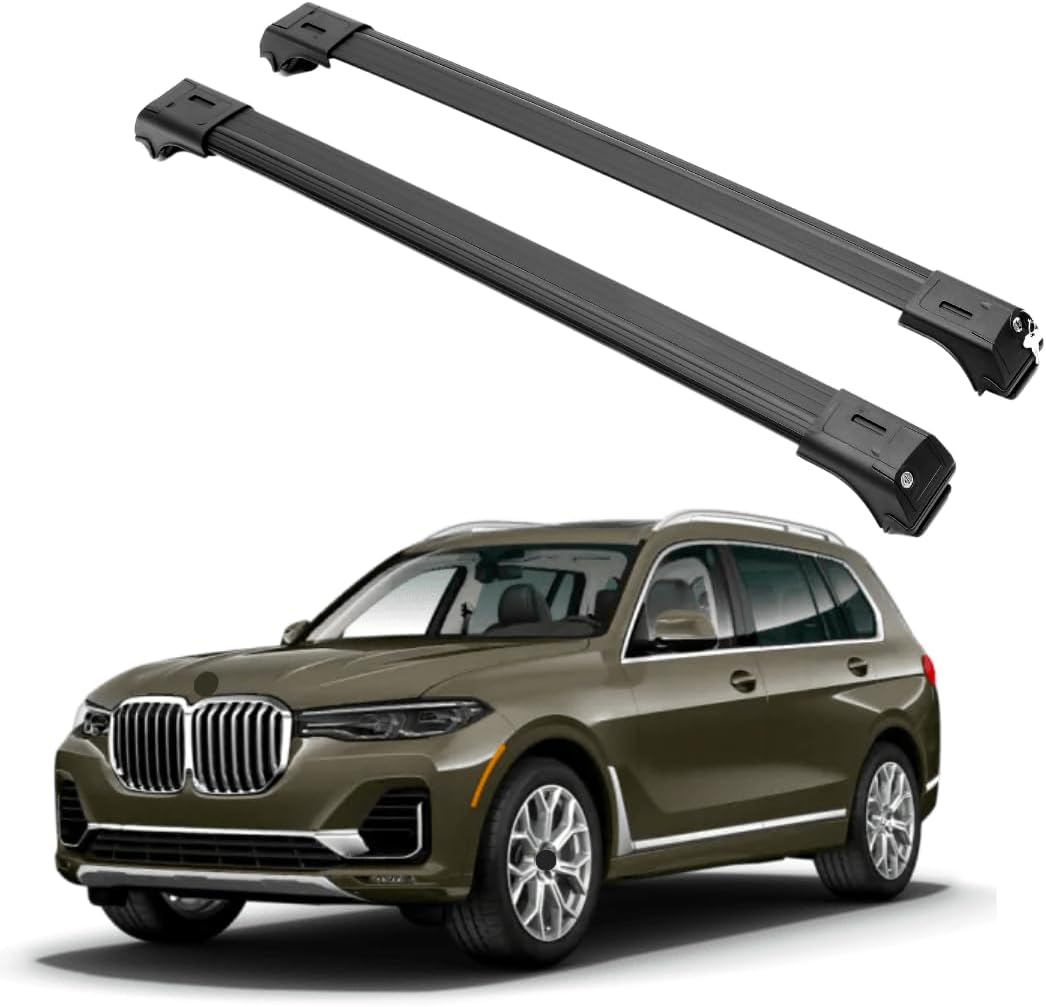 ERKUL Roof Rack Cross Bars for BMW X7 G07 2019-2026 | Aluminum Crossbars with Anti Theft Lock for Rooftop | Compatible with Raised Rails - Black