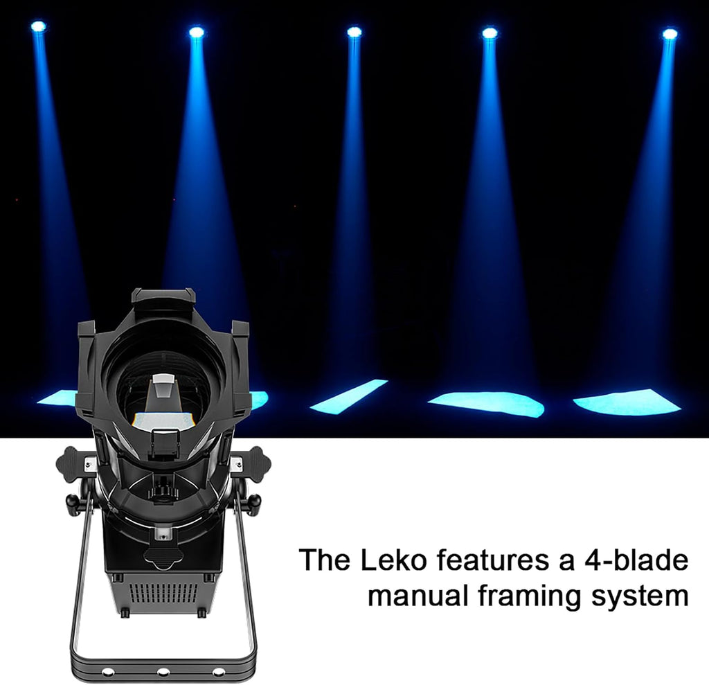 SHEHDS LEKO Profile Stage Spotlights LED Zoom 250W RGBW 4in1, 19° Angle, 2800K to 10,000K Par Ellipsoidal Lights, DMX512 Disco DJ Lights for Show
