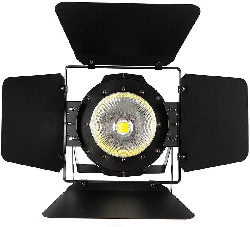 200W COB 2-in-1 LED Stage Light Blinder DMX-512 DJ Spotlight with Barn Doors - Warm & Cold White Light for Stage, Party, Wedding, Church, Theater, Photo Studio