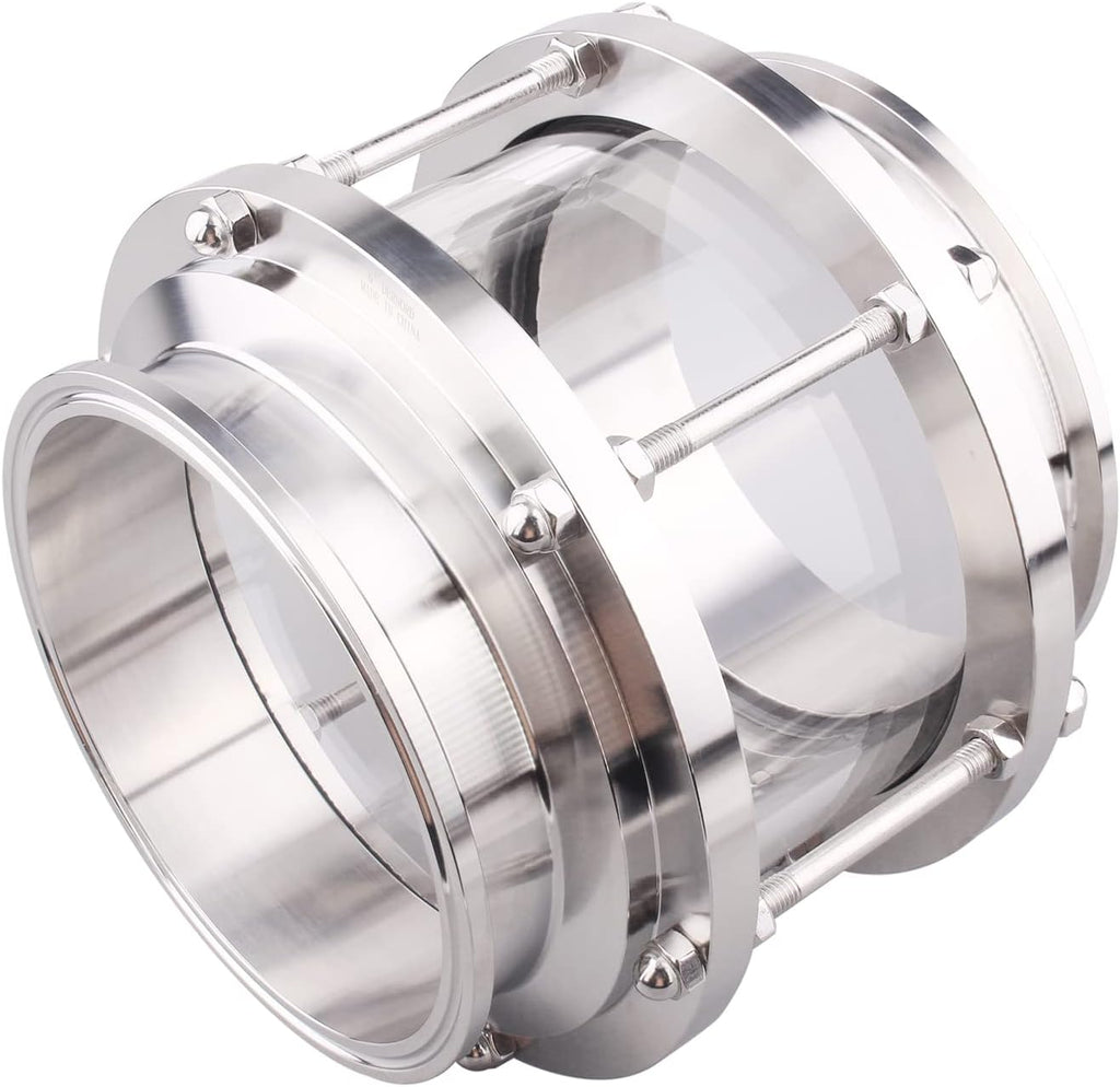 DERNORD In-Line Sight Glass with Clamp End,Flow Sanitary Straight Sight Glass SUS316 6 Inch Tri Clamp Type (Flow Pipe OD 152MM)