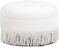 Jennifer Taylor Home Yolanda 24' Round Upholstered Accent Ottoman in Almond White Chenille
